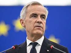 Prime Minister Mark Carney delivers a speech in the hemicycle of the European Parliament
