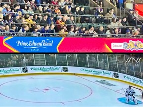 A deal between the province of P.E.I. and the National Hockey League featured a cross promotion of P.E.I. as the “official travel destination partner of the NHL.” P.E.I. tourism promotion appeared on jumbotrons of several NHL games. - Screenshot