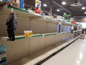 Shelves have been left empty at many Nova Scotia stores as people joined in the global panic to buy things like toilet paper. CONTRIBUTED