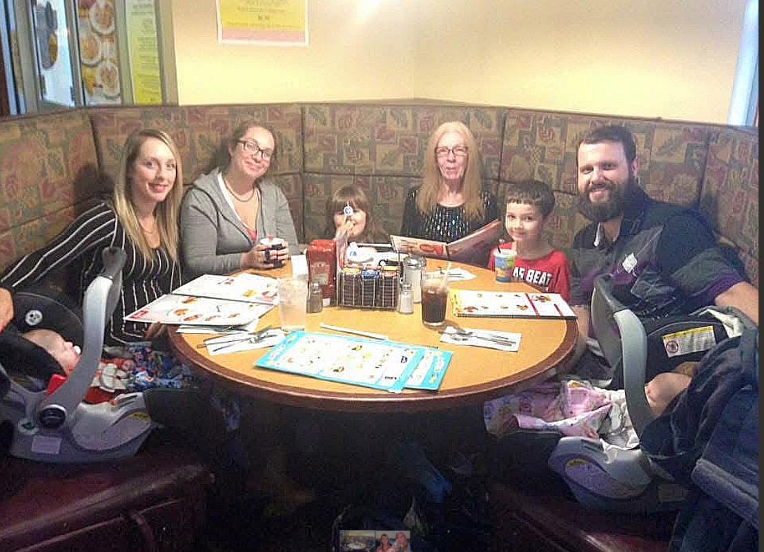  the day brittany had regained her parental rights of her children (pictured l-r: brittany and her son, john, stephanie clarke (sister), silver (niece), deane (mother), nixon (nephew), greg clarke (brother in-law) and her daughter, joey) supplied