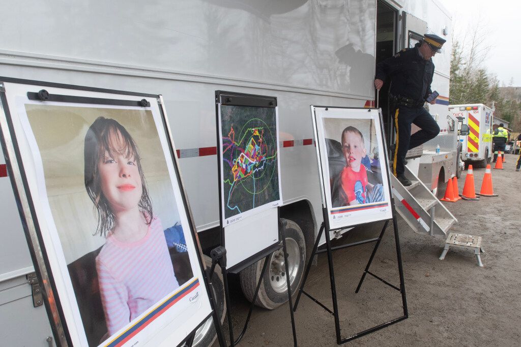 An RCMP officer steps out of a command centre before an announcement that the search for missing Pictou Country children Lily and Jack Sullivan, is being scaled back. An RCMP officer steps out of a command centre before an announcement that the search for missing Pictou Country children Lily and Jack Sullivan, is being scaled back.