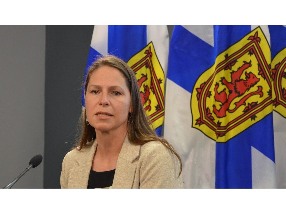  nova scotia justice minister becky druhan speaks to media in halifax in march 2025.