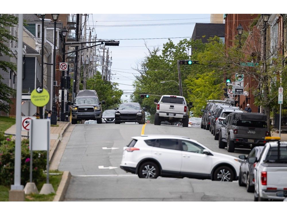 vehicles pass down morris street in between hollis and lower water street on wednesday, july 9, 2025.