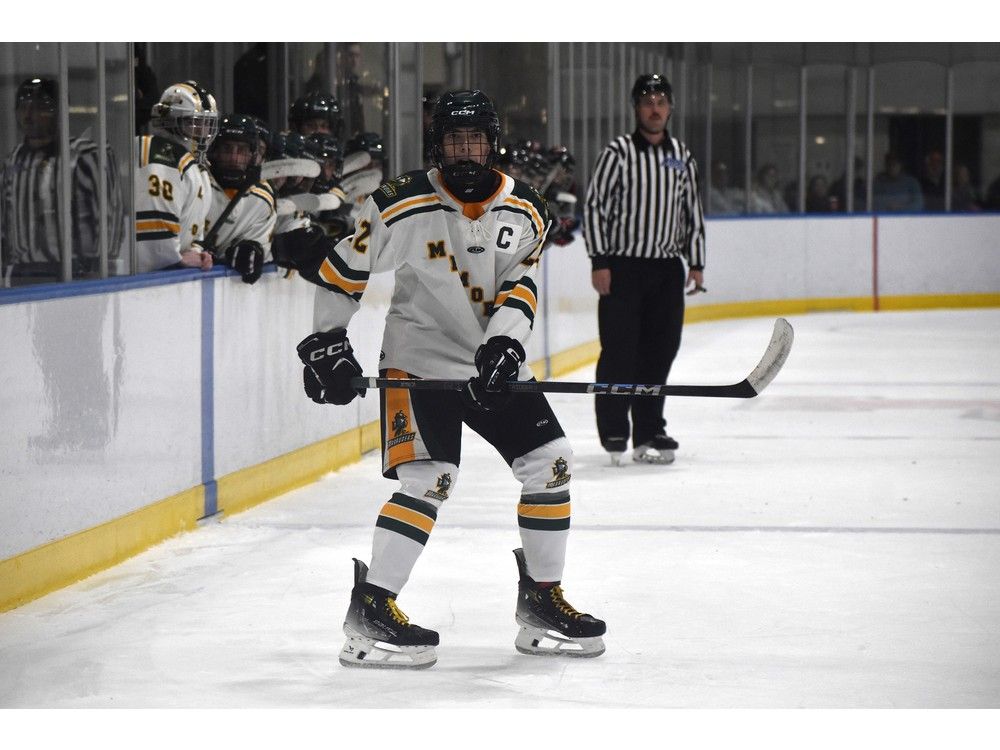 Memorial Marauders captain Jackson Devoe keeps a close eye on the play during Cape Breton High School Hockey League action at Miners Forum in Glace Bay earlier this season. Devoe and the Marauders will host the Mae Kibyuk Memorial Green and Gold Hockey Tournament this week in North Sydney. JEREMY FRASER/CAPE BRETON POST