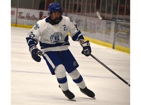 Anthony Melski of the Sydney Academy Wildcats watches the play during Cape Breton High School Hockey League action at the Membertou Sport and Wellness Centre earlier this month. Melski and the Wildcats will host the Blue and White Challenge this week at the Membertou Sport and Wellness Centre. JEREMY FRASER/CAPE BRETON POST