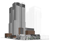 Updated plans for the Promenade Robie South development by The Rouvalis family. Shadowed in behind are the two 30-storey towers facing Spring Garden Road by Dexel Developments Ltd. on behalf of Lawen Properties.
