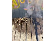 The aftermath of the fire on the local walking bridge, submitted by New Glasgow Regional Police.