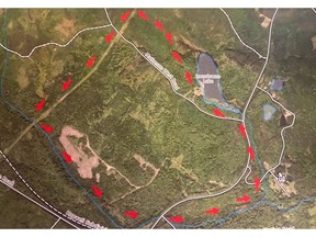 Map of the five-kilometre loop that the volunteers searched for the missing children on Saturday, Nov. 15, 2025.