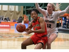 Cape Breton Capers guard Amanda Cruickshank, left, is in her third season with the Atlantic University Sport. The Montreal product will be on the court with the Capers when they host the Memorial Sea-Hawks on Saturday at Sullivan Field House in Sydney. CONTRIBUTED/VAUGHAN MERCHANT, CBU ATHLETICS