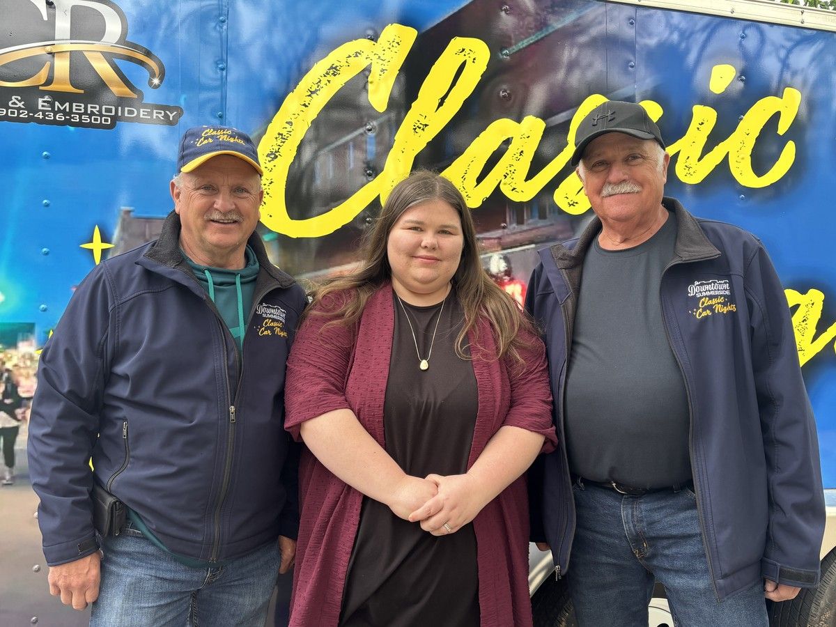  robert gallant, left, sara barrett and pat gallant are joining forces to bring part of the summerside arts festival to the downtown summerside classic car night’s first show on july 4.