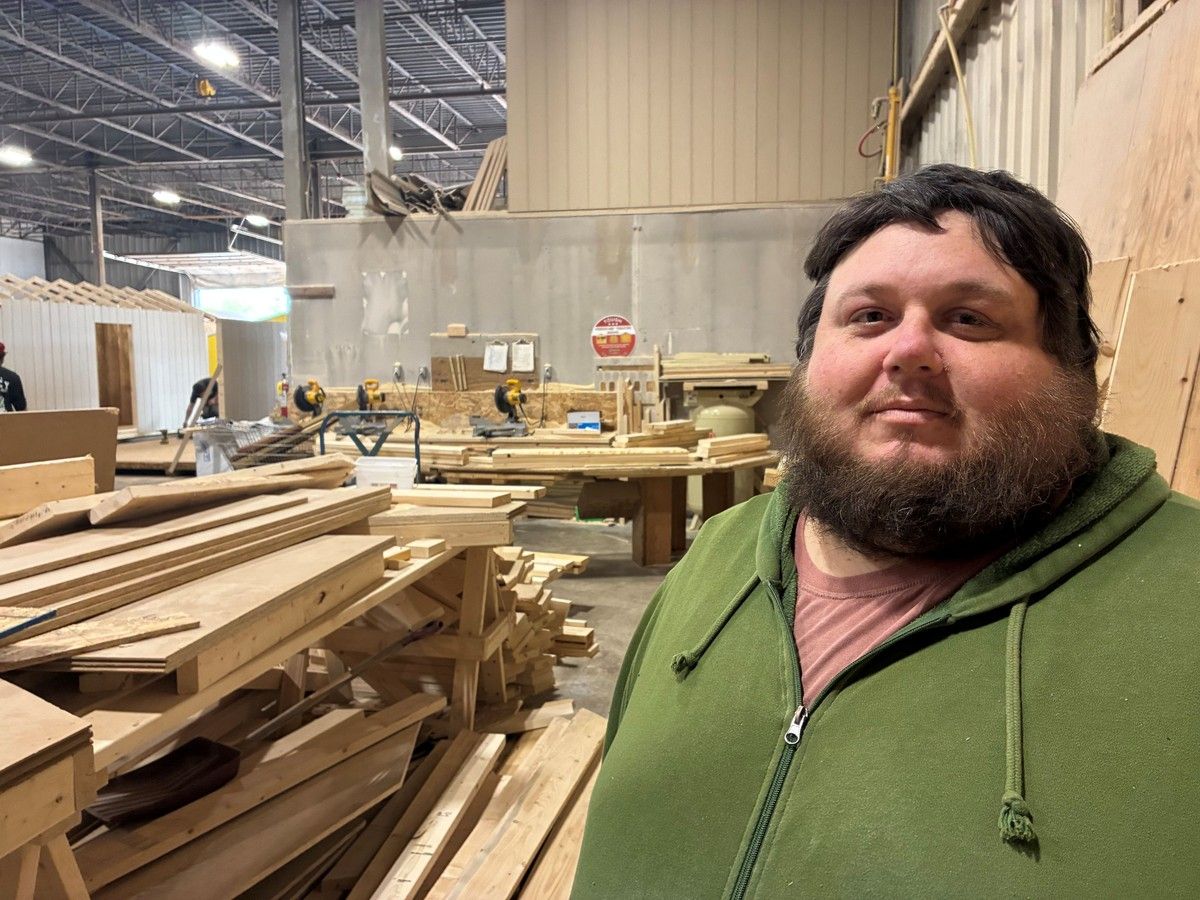 Robert Bennett makes trusses at the Cross Roads fabrication shop in Pugwash.