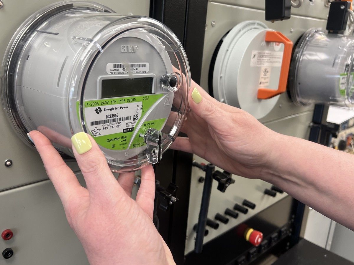 A smart meter on display at NB Power's Marysville Operations Centre in Fredericton.