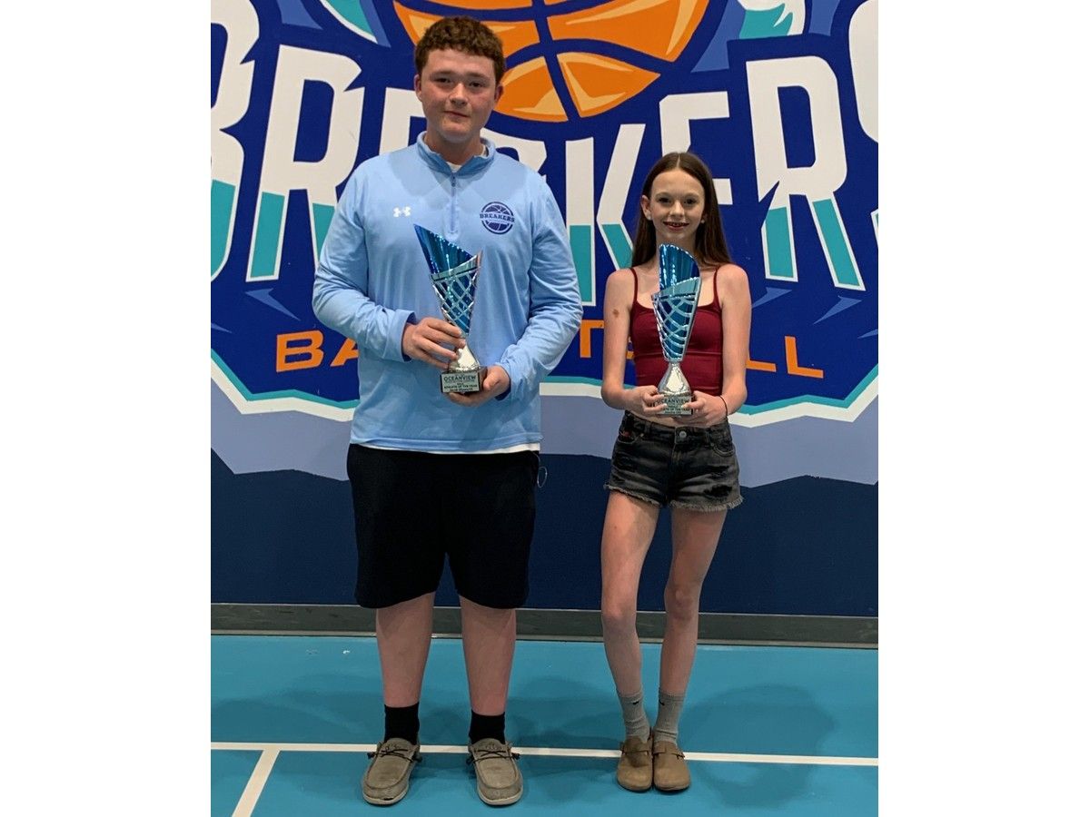Jacob Ellsworth, Jessica Ott presented with Oceanview Education Centre athlete of the year awards