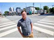 Martyn Williams, an activist for road safety, is seen at the intersection of Quinpool Rd and Vernon Street in Halifax Thursday.