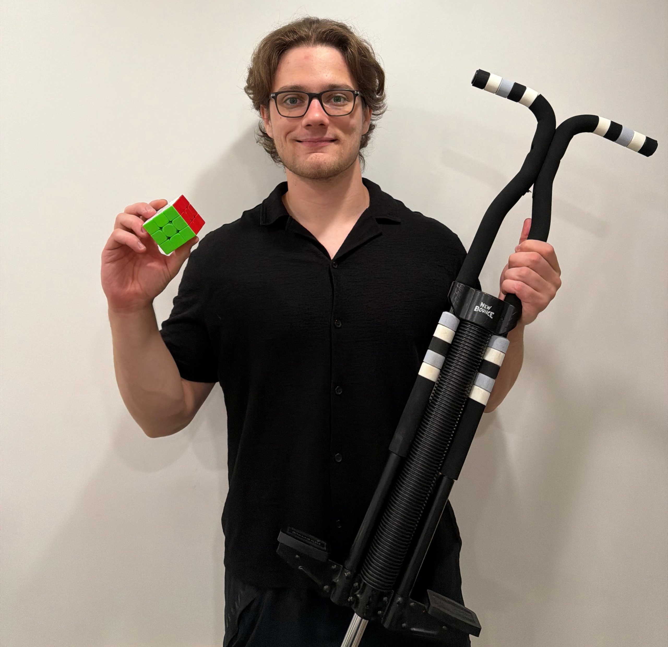 Hafting makes Guinness World Records book with a pogo stick and Rubik’s Cubes