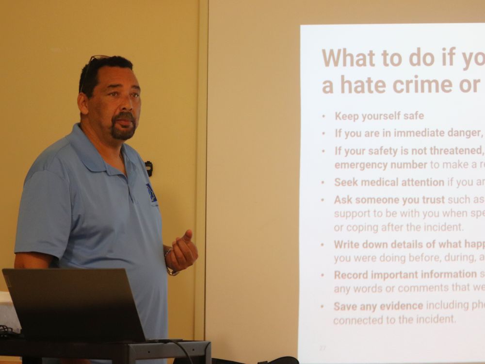 Craig Upshaw, a consultant and contractor with the Canadian Race Relations Foundation, spoke at a recent presentation in Charlottetown about hate crime law, victim reporting and public education.