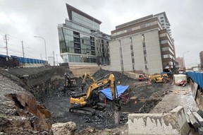 Construction continues on a 15-storey building on Brunswick Street on Thursday, Oct. 22, 2026.