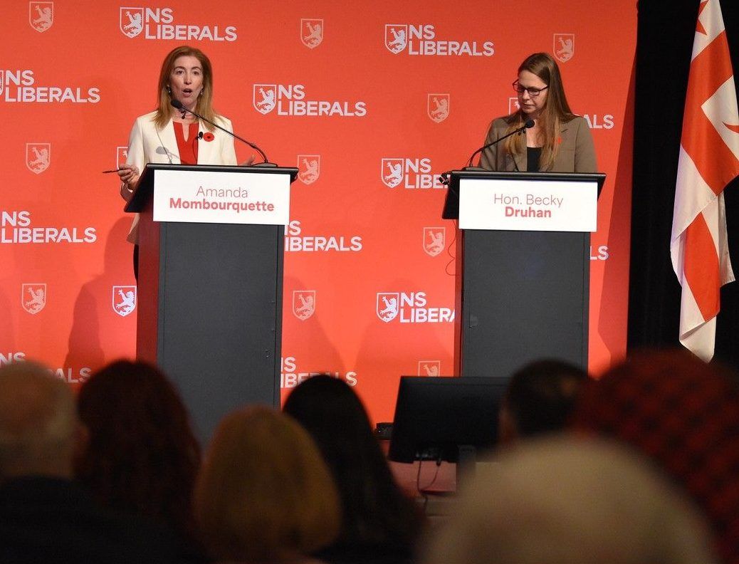 Amanda Mombourquette, left, and Becky Druhan participated in the Nova Scotia Liberal Party's final leadership debate in front of an estimated 60 people at the Membertou Trade and Convention Centre on Wednesday evening. The two answered questions on several different topics and situations affecting the province. The next Leader of the Nova Scotia Liberal Party will be announced at a leadership convention in Halifax on Nov. 21. JEREMY FRASER/CAPE BRETON POST