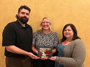 (Left to right) MPAL of the County and Town of Pictou Leighton Hayden, New Glasgow Active Living Manager Veronica Deno, and Westville/Stellarton Recreation Director Melanie Dash received the 2026 Recreation Nova Scotia Connecting People with Nature Award at a ceremony on Oct. 14. CONTRIBUTED