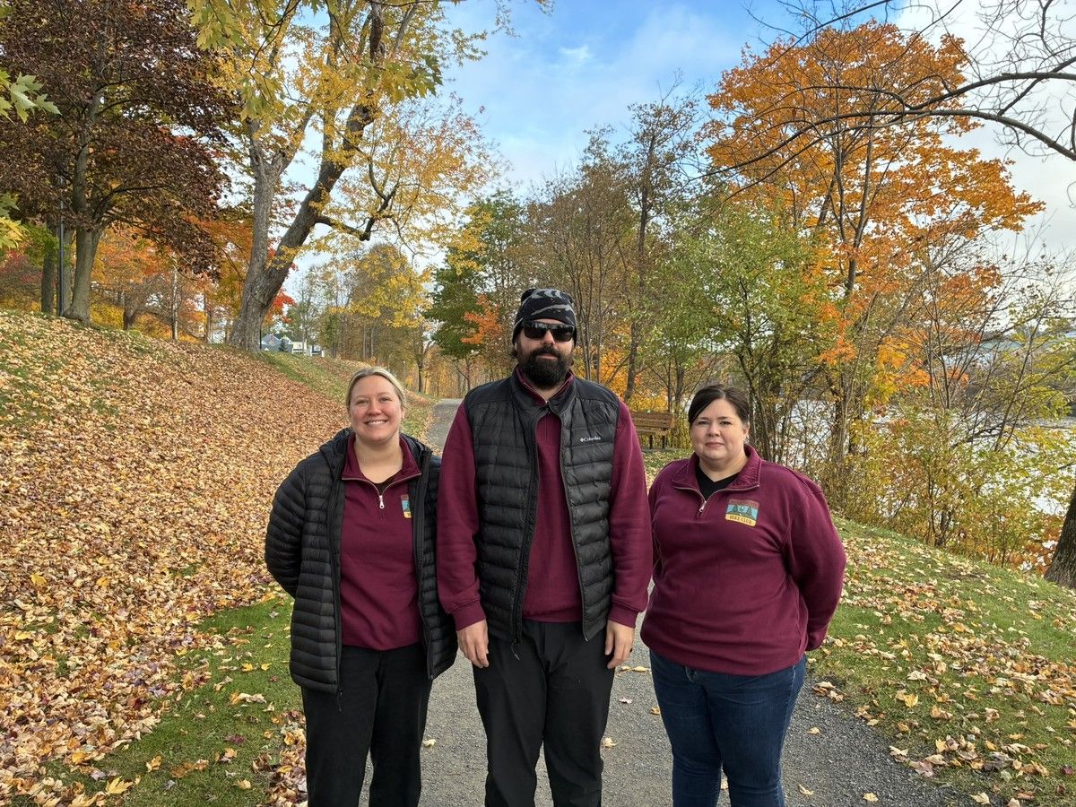 (Left to right) New Glasgow Active Living Manager Veronica Deno; MPAL of the County and Town of Pictou Leighton Hayden; and Westville/Stellarton Recreation Director Melanie Dash lead the Pictou County Hike Club, which received the 2026 Recreation Nova Scotia Connecting People with Nature Award on Oct. 14. MATTHEW BAMBRICK