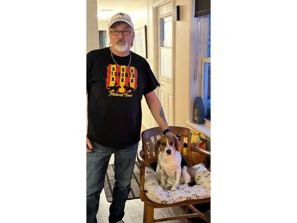 North Range, Digby County resident Walter Doucette, pictured with his purebred miniature beagle named Shylo. Doucette is grateful that an owl he struck while travelling on Highway 101 near Middleton survived the ordeal. CONTRIBUTED