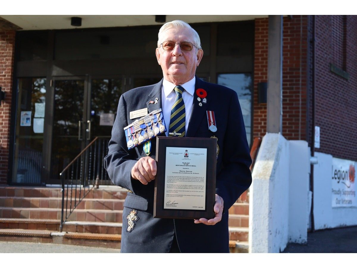 The Truro Legion recently presented Murray Dawson with the Palm Leaf medal and plaque for his continuous meritorious service. Dawson has been a member of Colchester Branch 26 for just over three decades. AIDAN RAWDING