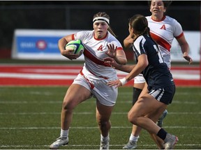 Brielynn Murrant won the Atlantic University Sport women's rugby championship last Wednesday with the Acadia Axewomen. Peter Oleskevich/Acadia Athletics