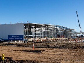 The construction site of Bell's Artificial Intelligence (AI) Data Centre in Sherwood, Sask., on Oct. 1.