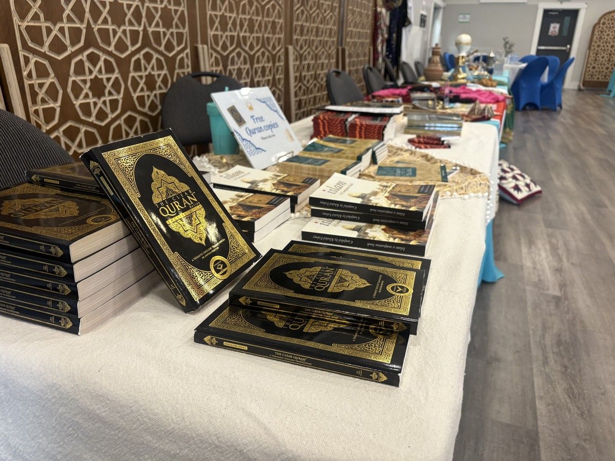 Qurans and other table displays for Islamic Heritage Day at the Nova Scotia Islamic Community Centre Oct. 17 2026