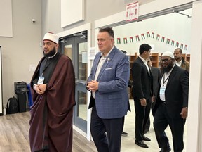 Imam Dr. Atef Asker (left) with Nova Scotia Lt. Gov. Mike Savage (right) at Islamic Heritage Day celebrations Oct. 17. 2026