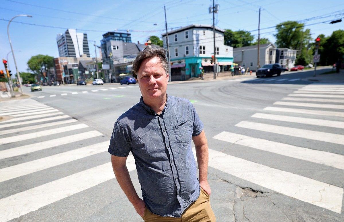 Martyn Williams is seen at the intersection of Quinpool Rd and Vernon Street in Halifax Thursday July 9. Williams is a partner with Vision Zero Kjipuktuk-Halifax, a road safety advocacy group.