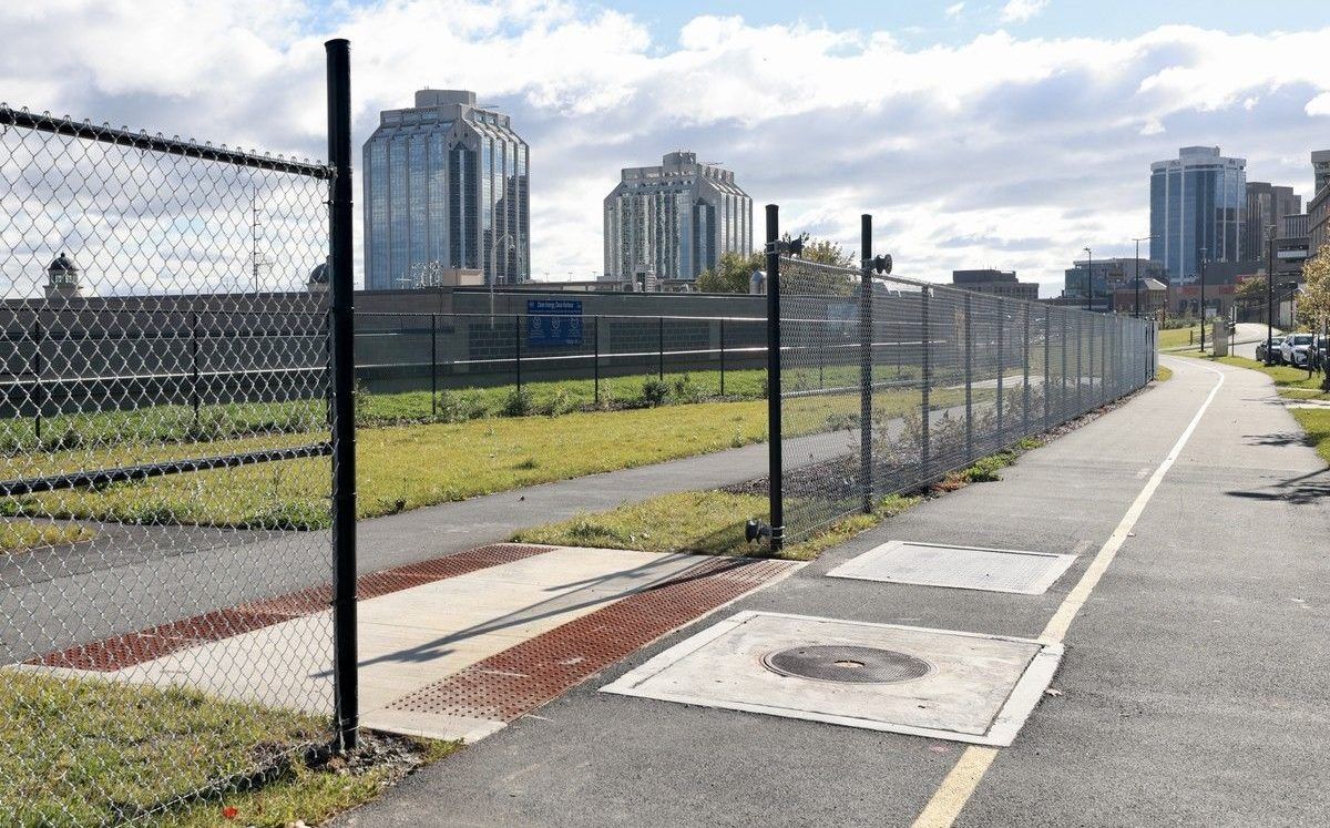 The fence around Amalamek Way Park in downtown Halifax on Thursday.