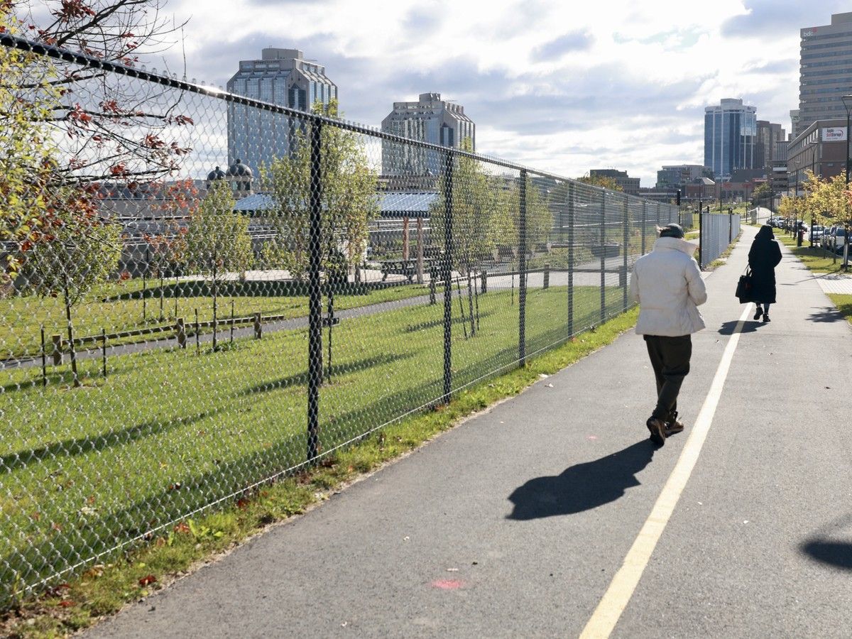 The fence around Amalamek Way Park in downtown Halifax on Thursday.