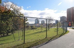 The fence around Amalamek Way Park in downtown Halifax on Thursday.