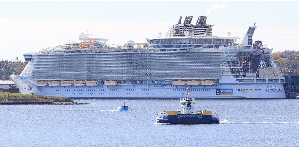 The cruise ship, Oasis of the Seas, is seen on the Halifax waterfront on Wednesday. The ship was originally headed to the Bahamas but was rerouted to Halifax due to poor weather.