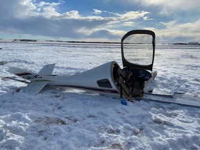 Strathcona County Emergency Services was called out to the Warren Thomas Aerodrome outside of Josephburg after the small plane went down in a field near the runway on Saturday, Feb. 20. Photo courtesy Transportation Agriculture Services