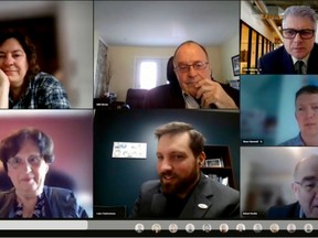 Screen shot of a March 18, 2021 online meeting of the Bruce County executive committee, which voted to send findings of possibly improperly closed meetings to Ombudsman Ontario. (The Sun Times/Postmedia Network)