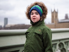 LONDON, ENGLAND - MARCH 20: Six-year-old Alfie Dingley poses on Westminster Bridge.  (Photo by Jack Taylor/Getty Images)