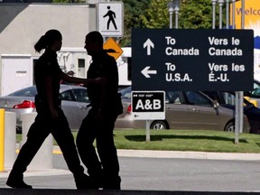 Guards seen walking at the U.S.-Canada border