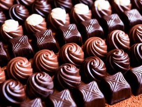 In general, chocolates have a shelf life of as long as a year when properly stored. /