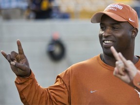 FILE: Former player Ricky Williams of the Texas Longhorns stands on the sideline before a game against the California Golden Bears on September 17, 2016 at California Memorial Stadium in Berkeley, California.