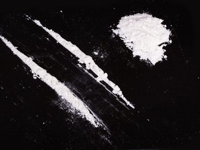 Lines of cocaine powder