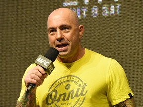 FILE: Commentator Joe Rogan speaks during weigh-ins for UFC 200 at T-Mobile Arena on July 8, 2016 in Las Vegas, Nev.