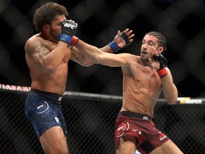 FILE: Elias Theodorou (R) of Canada fights against Eryk Anders of the United States in a middleweight bout during the UFC 231 event at Scotiabank Arena on Dec. 8, 2018 in Toronto, Canada.