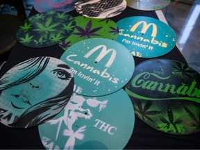 This pictures shows cannabis related art on sale at the Cannabis Expo in Pretoria, South Africa, on December 13, 2018.