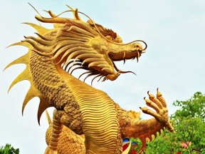 FILE: Golden dragon statue Located in Rayong Shrine in Thailand.