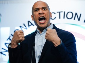 FILE: U.S. Democratic presidential candidate Sen. Cory Booker (D-NJ) speaks at the National Action Networks Southeast Regional Conference on Nov. 21, 2019 in Atlanta, Georgia.