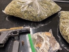 Driver fled police after running a red light and making an illegal U-turn. Police later discovered a loaded and unregistered gun, two pounds of cannabis and an unspecified amount of mushrooms.