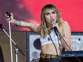 FILE: Miley Cyrus performs on the Pyramid stage on day five of Glastonbury Festival at Worthy Farm, Pilton on June 30, 2019 in Glastonbury, England. /