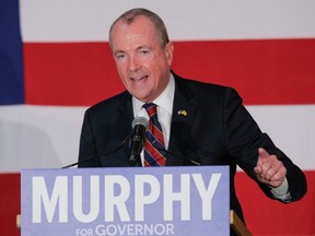FILE: Democratic candidate Phil Murphy, who is running for the governor of New Jersey speaks to attendees during a rally on Oct. 24, 2017 in Paramus, N.J.